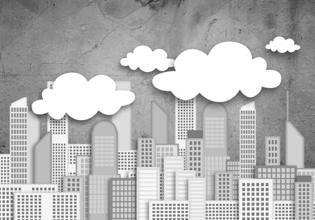 Conceptual vector image with buildings and skyscrapesの写真素材