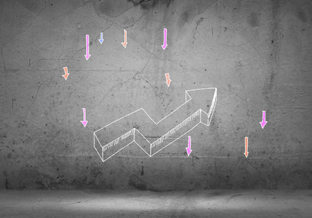 Background image with drawn on wall increasing graphの写真素材