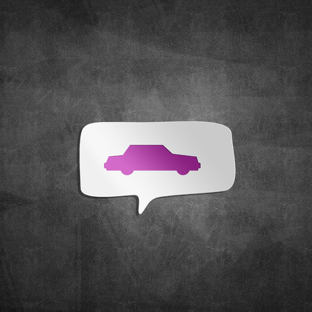 White chartbox icon with car sign inside on concrete backgroundの写真素材