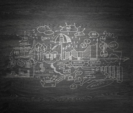 Effective business planning concept on gray wooden backgroundの写真素材