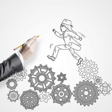 Hand drawing with pencil doctor on white backgroundの写真素材