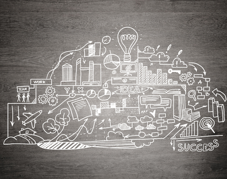 Effective business planning concept on gray wooden backgroundの写真素材