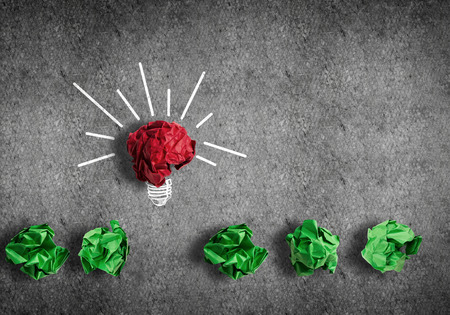 Inspiration concept with crumpled paper light bulb as good ideaの写真素材