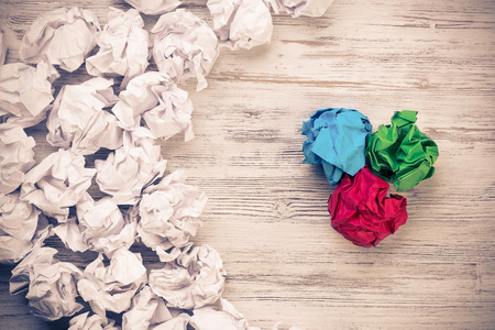 Set of crumpled paper balls with some colorfulの写真素材