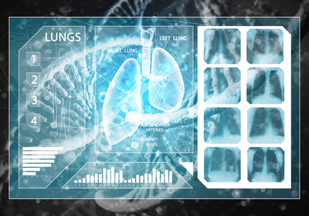 Media medicine background image as DNA research concept, 3D renderingの写真素材