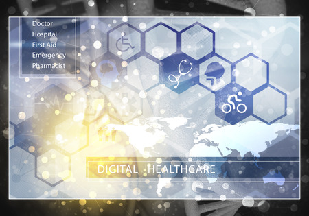 Media medicine background image as DNA research concept, 3D renderingの写真素材
