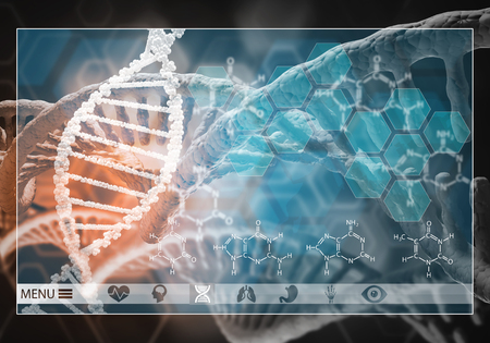Media medicine background image as DNA research concept, 3D rendering