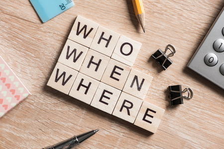 Words of business marketing collected in crossword with wooden cubes