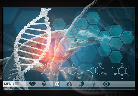 Media medicine background image as DNA research concept, 3D renderingの写真素材