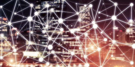 Background conceptual image with social connection lines on dark backdrop