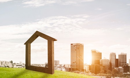 House stone figure as symbol of construction and real estate outdoorsの写真素材