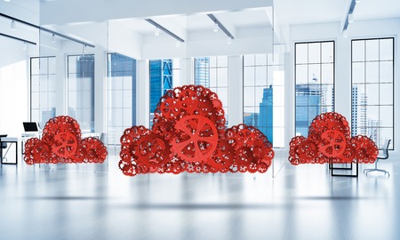 Cloud computing and networking shown like gears and cogwheels engine. 3d renderingの写真素材
