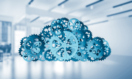 Cloud computing and networking shown like gears and cogwheels engine. 3d renderingの写真素材