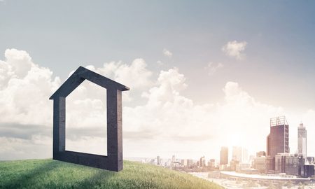 House stone figure as symbol of construction and real estate outdoorsの写真素材