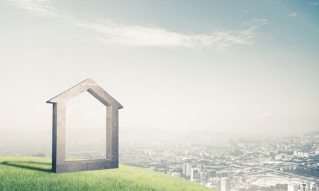 House stone figure as symbol of construction and real estate outdoorsの写真素材