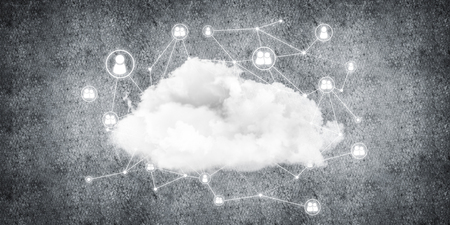 Background image with cloud computing connection concept on concrete wallの写真素材
