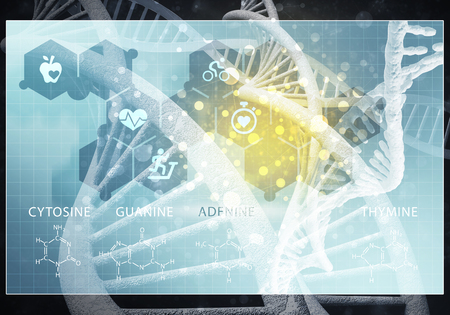 Media medicine background image as DNA research concept. 3D rendering.の写真素材