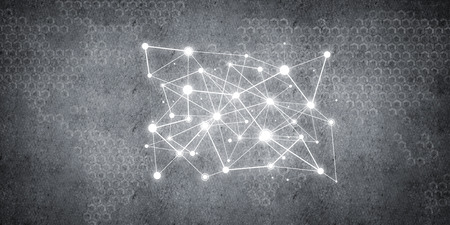 Background image with social connection and networking concept on concrete wall