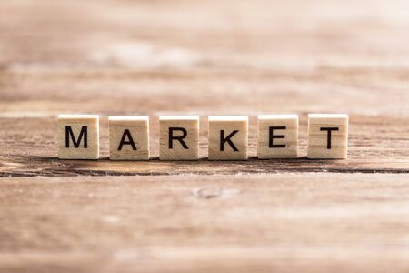 Business conceptual word collected of of wooden elements with the lettersの写真素材