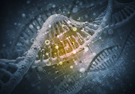 Background image with DNA molecule research conceptの写真素材