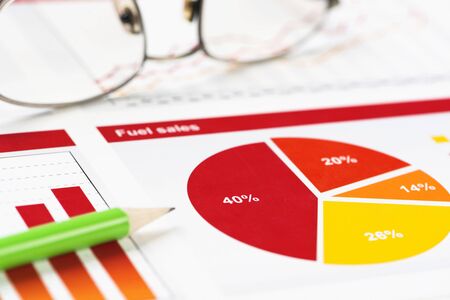 Charts and graphs of sales as symbol of successful corporate business