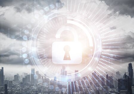 Cryptography and encryption algorithm concept. Risk management and professional safeguarding....