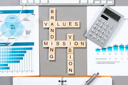 Brand value concept with words from cubes.の写真素材