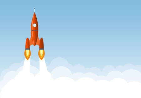 Art launch rocket with sky space. Startup concept.