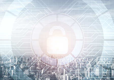 Cryptography and encryption algorithm concept. Risk management and professional safeguarding....