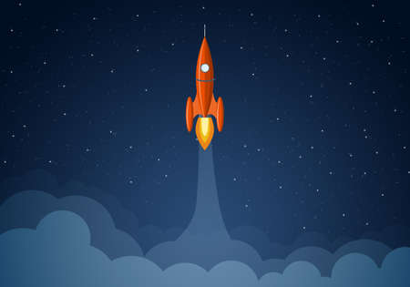 Art launch rocket with sky space. Startup concept.の写真素材