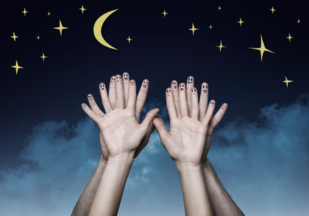 Hands of man and woman representing love and togethernessの写真素材