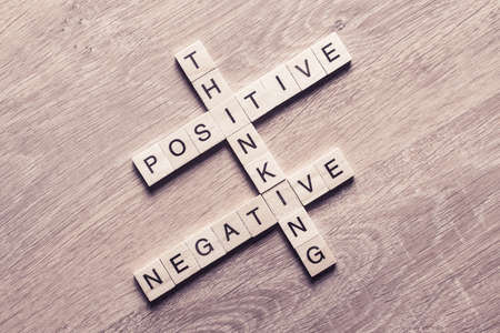 Wooden cubes spelling concepts of education knowledge mind and life balanceの写真素材