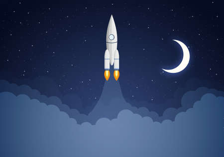 Art launch rocket with sky space. Startup concept.の写真素材