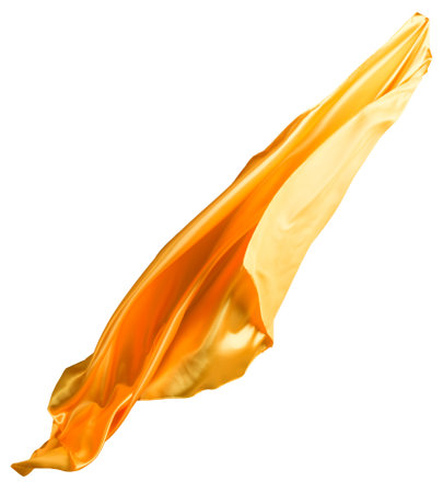Orange flutters in the wind. Isolated on white backgroundの写真素材