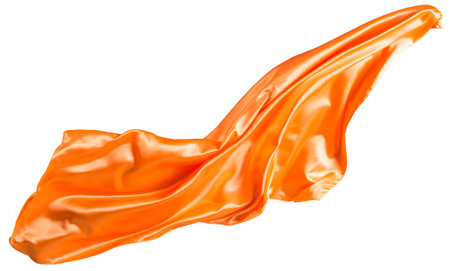 Orange flutters in the wind. Isolated on white backgroundの写真素材