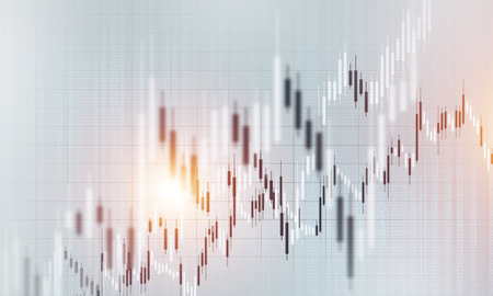 Background image with candle graph chart of stock marketの写真素材