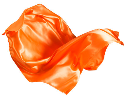 Orange flutters in the wind. Isolated on white backgroundの写真素材