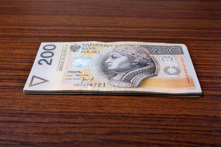 Polish money salary on the table の写真素材