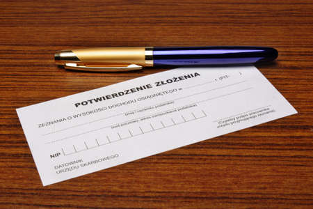 The confirmation of a Polish taxの写真素材