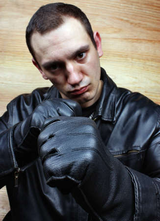 Very aggressive chief mafia gangster thugの写真素材