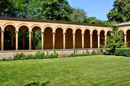 Potsdam, Germany - May 19, 2013: Friedenskirche facade columns in Sanssouci Palace. Sanssouci was the summer residence of Frederick the Great.のeditorial素材