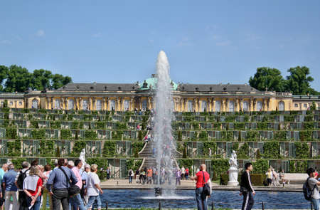 Potsdam, Germany - May 19, 2013: Tourists visiting the square and the palace Schloss Sanssouciのeditorial素材