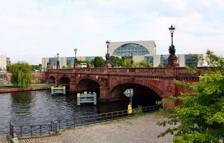 Berlin, Germany - May 18, 2015: View of the bridge Moltkebrucke and Bundestag (Reichstag)のeditorial素材