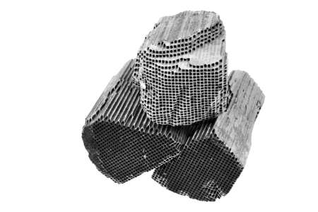 Two piece part of car catalytic converter having platinum, rhodium, palladiumの写真素材