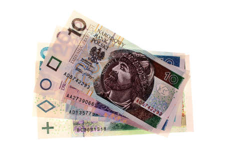 Polish money on a white backgroundの写真素材