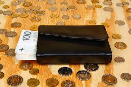 National minimum wage in Poland on the coins backgroundの写真素材