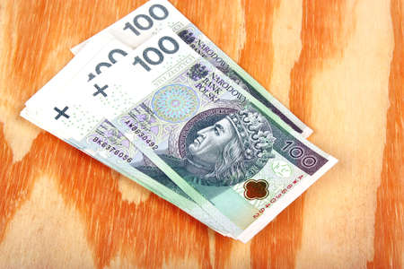 Polish fan money salary on the tableの写真素材