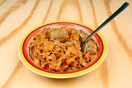 Bigos, the traditional polish dish of meat, sausages and cabbageの写真素材