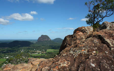 View from Mount Ngungun, Tibrogargan at Glass House Mountains, Sunshine Coast, Queensland, Australia.の写真素材