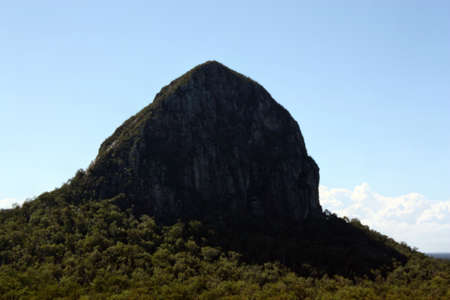 Australian volcanic plug Tibberoowuccum in Glass House Mountains, Sunshine Coast, Queensland, Australia.の写真素材